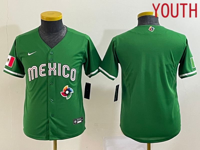 Youth 2023 World Cub Mexico Blank Green Nike MLB Jersey10->youth mlb jersey->Youth Jersey